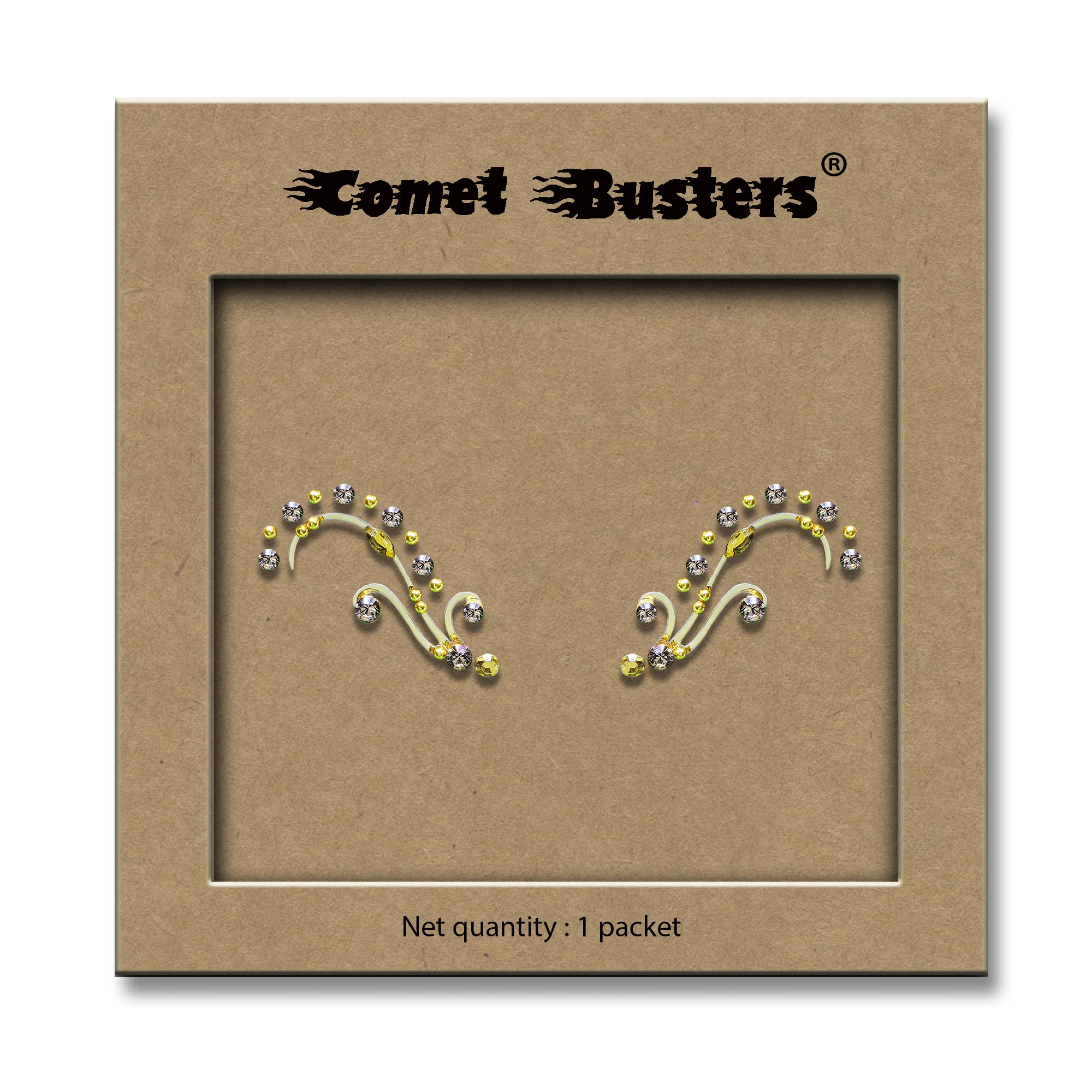 Comet Busters Face Gems - Glitter Eye Jewels for Rave Makeup, Festival Eye Decorations, Face Stickers & Bindi (JEWEYE001-1/JEWEYE020) - Perfect for Halloween, Cosplay & EDM Parties