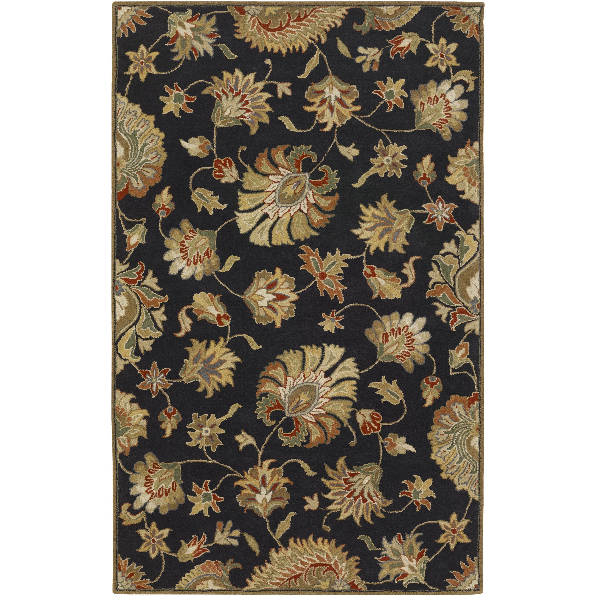 Surya CAE-1027 Caesar Black 6x9 Feet Oval Area Rug - Soft Modern Non-Slip Living Room Bedroom Rug for Home Decor