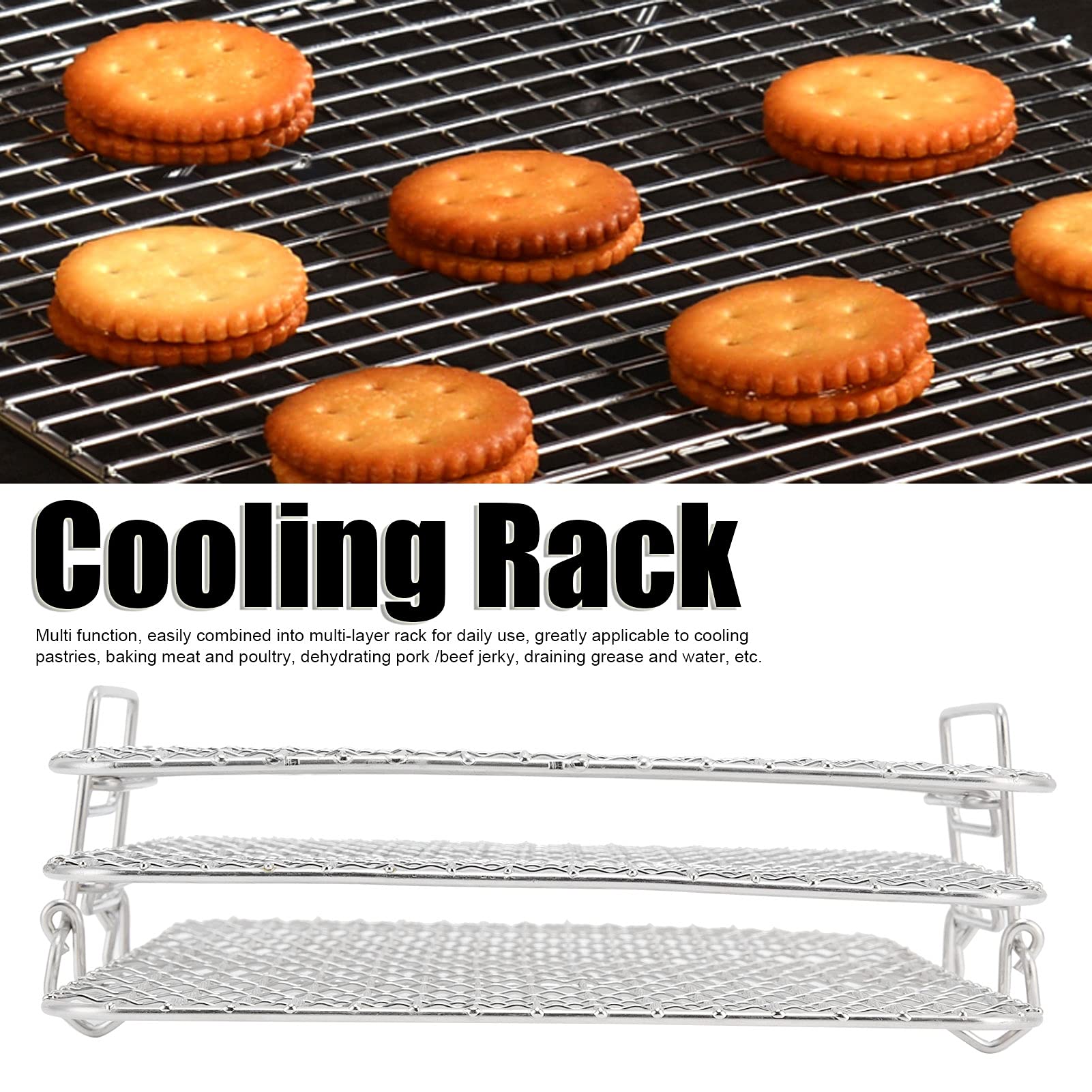 Alvinlite 3-Tier Stainless Steel Dehydrator Stand for Air Fryer - Stackable Cooling Rack Set for Baking, Roasting & Cooking | Perfect for Meal Prep, Healthy Snacks & Dehydrating Fruits