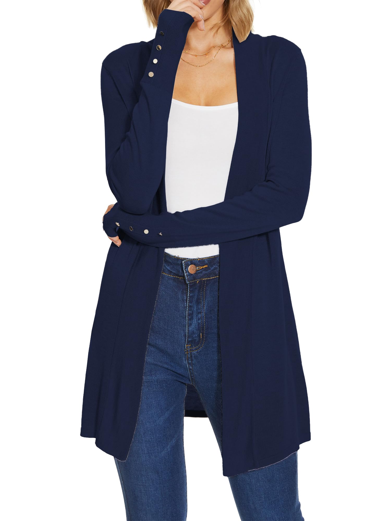 Trendy Women's Lightweight Open Front Long Sleeve Cardigan Sweater - Spicy Sandia Color - Perfect for Office, Date Night & Casual Outfits