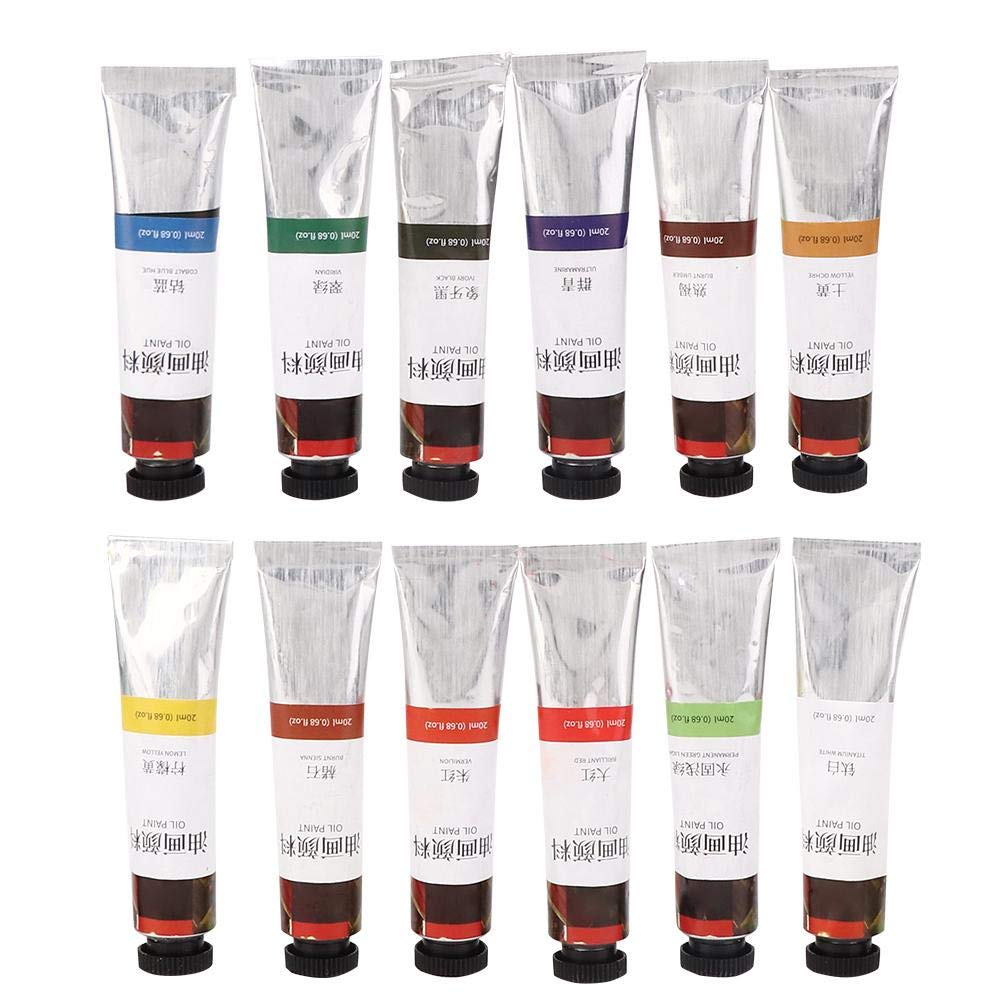 12 Water Soluble Oil Colors Paint Set - 20ml Tubes, Assorted Colors for Artists, Students & Beginners | Perfect for Canvas Painting, Art Classes & DIY Projects