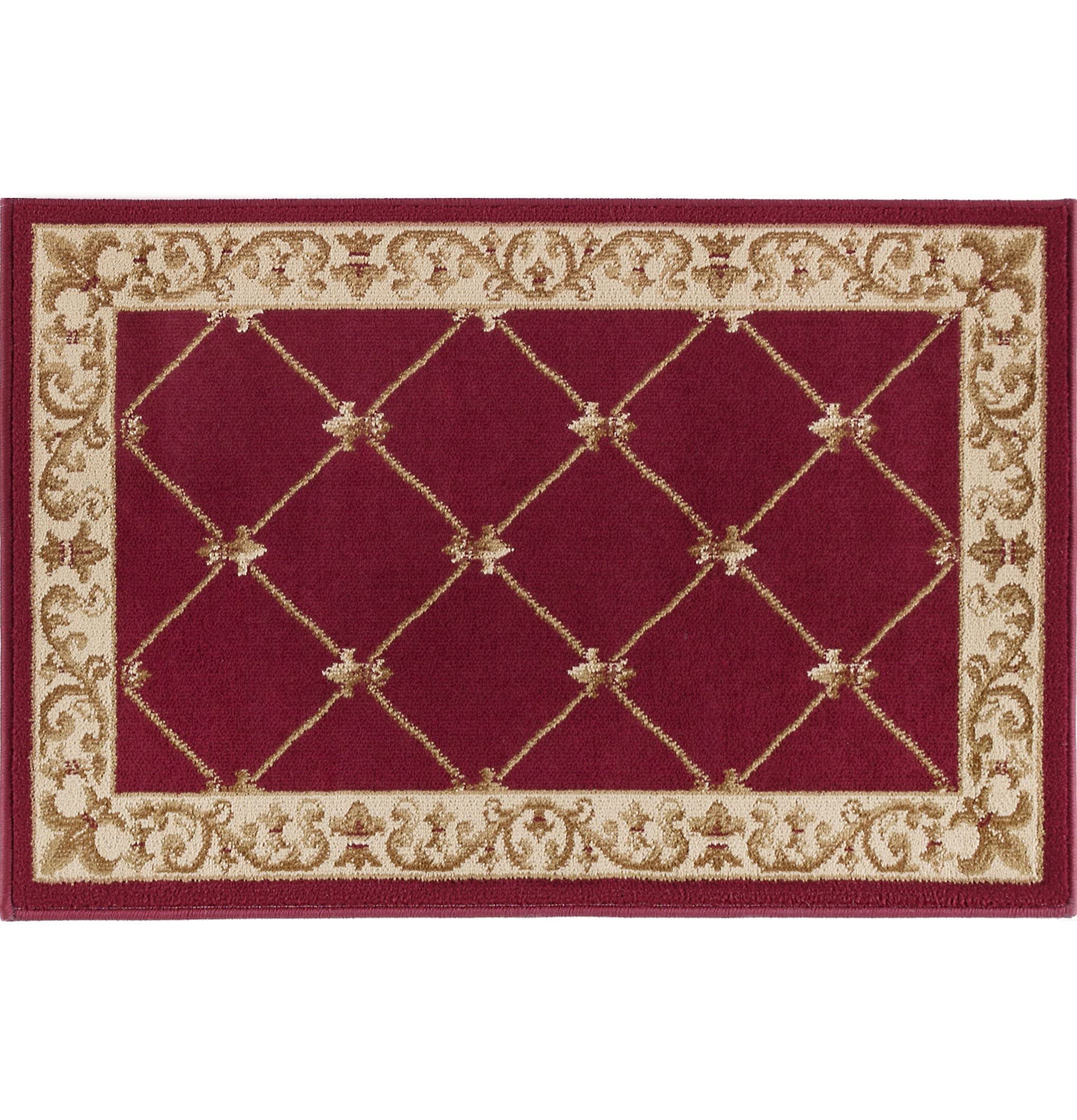 Orleans Red 2x3 Entry Rug - Non-Slip Indoor Front Door Mat - Small Area Rug for Kitchen & Bathroom - Modern Contemporary Carpet - Perfect for Living Rooms, Hallways & High Traffic Areas
