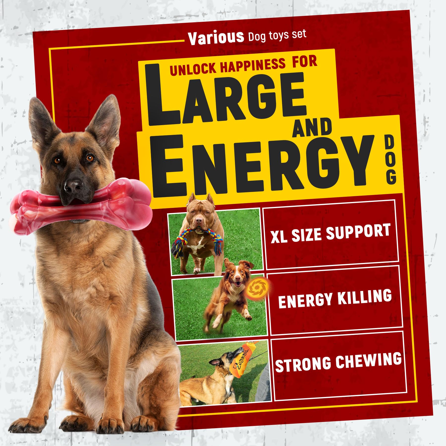 Zeaxuie 12 Pack Heavy Duty Dog Chew Toys for Aggressive Chewers - Durable Rope Toys, Squeaky Toys & Indestructible Chew Bones for Medium to X-Large Dogs | Perfect for Training, Teething & Playtime