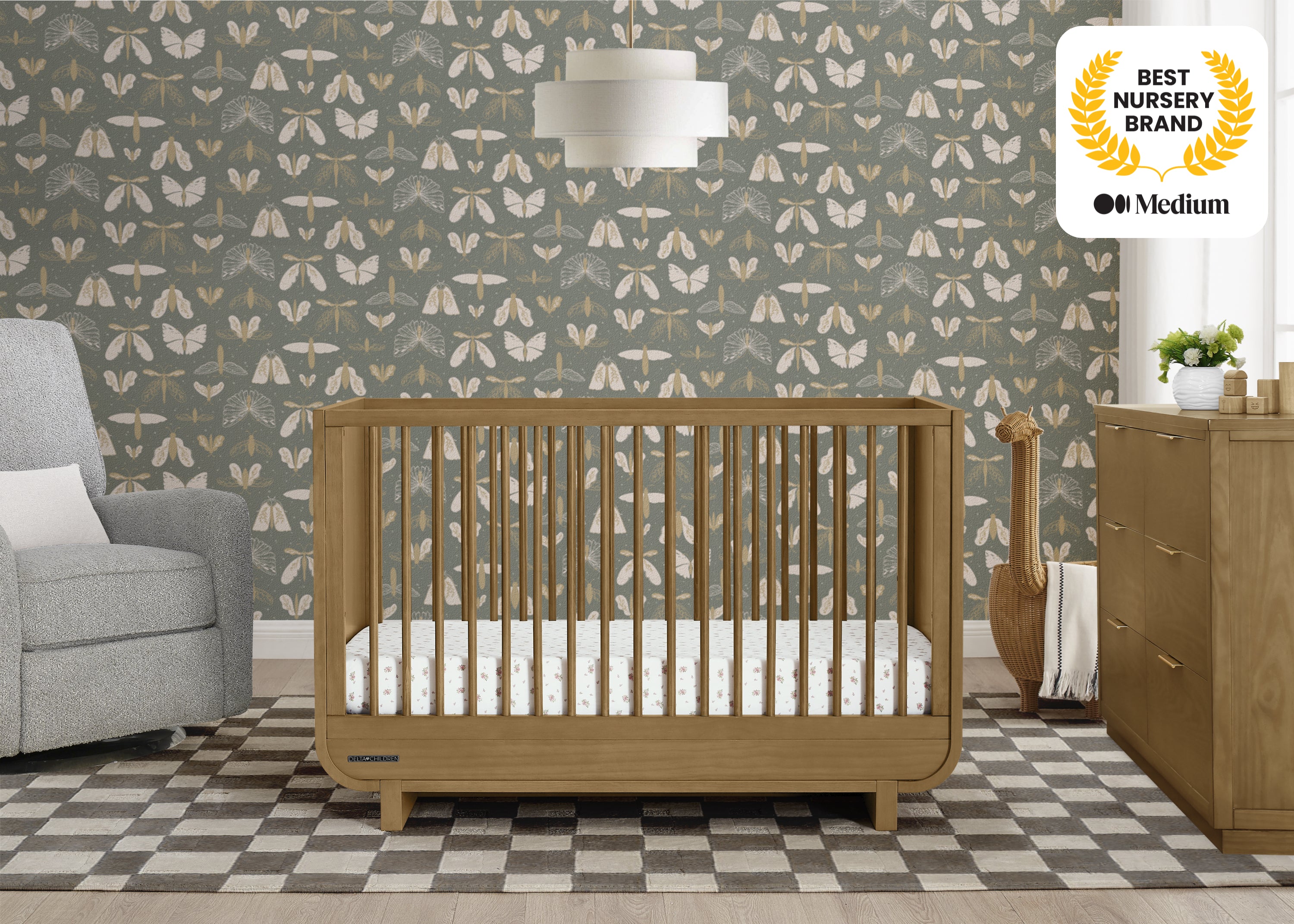 Rhodes 4-in-1 Convertible Baby Crib to Toddler Bed - White Nursery Furniture for Newborns & Growing Kids - Perfect for Modern Nurseries & Daycare Centers