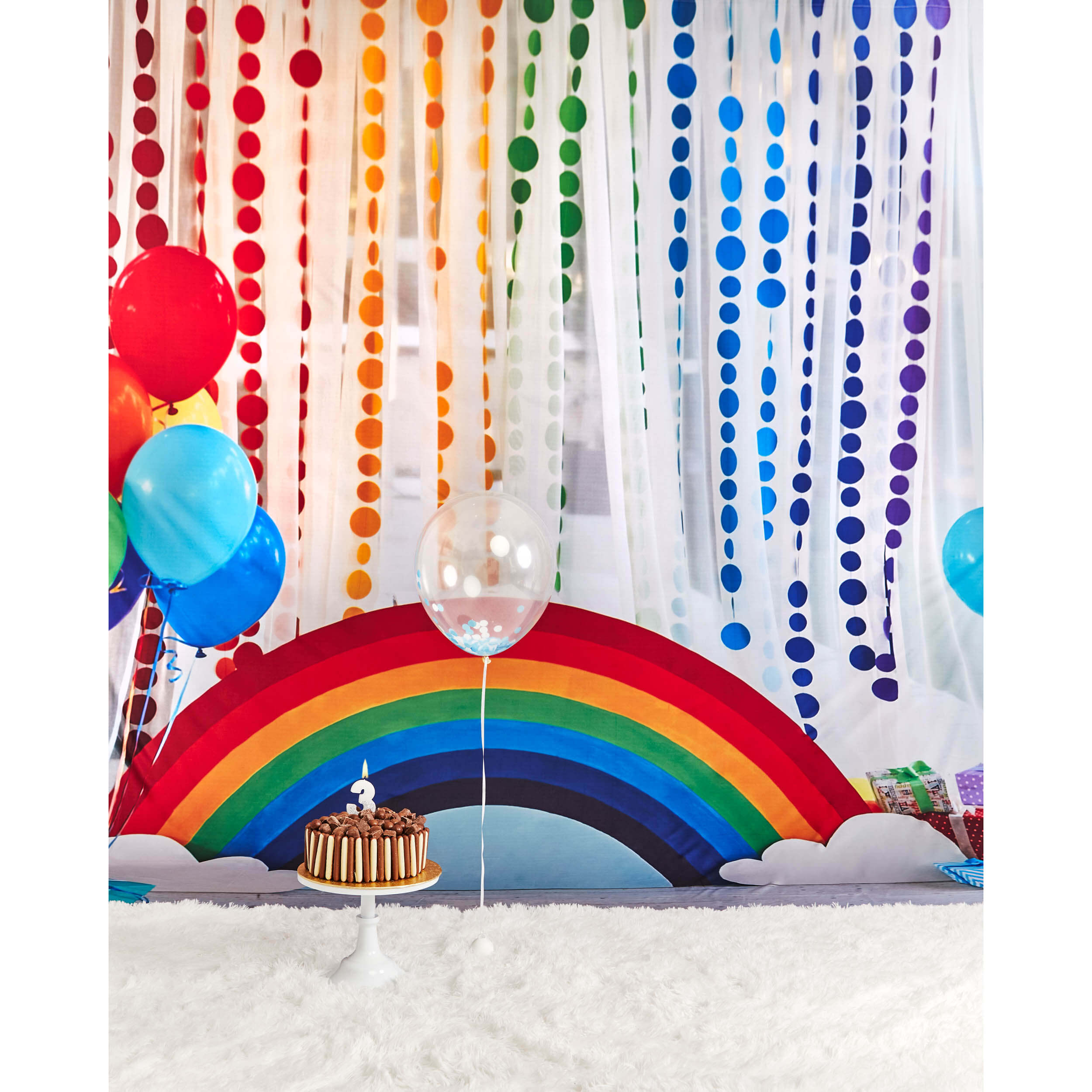 3x4m Rainbow Balloon Backdrop for Kids Birthday Party Decorations - Colorful Balloon Arch, Photo Booth Background (Design 7) | Perfect for Baby Showers, Gender Reveals & Birthday Celebrations