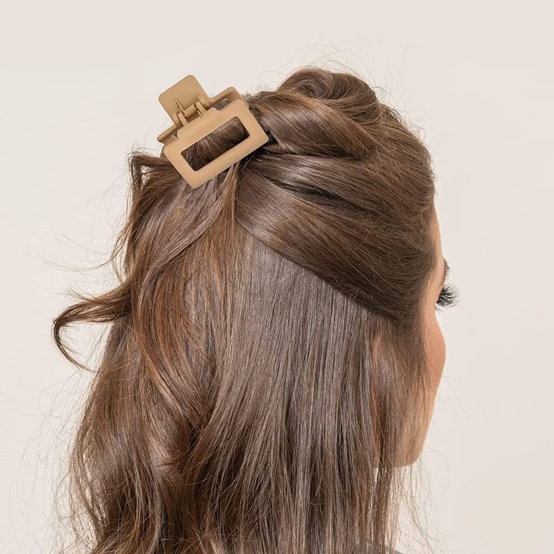 Shidara Cute Hair Claw Clips for Women & Girls - Strong Non-Slip Jaw Clips for Thick, Thin, Long & Short Hair - Matte Square Medium Hair Clips (6-Piece Set) - Perfect for Work, School & Everyday Styling