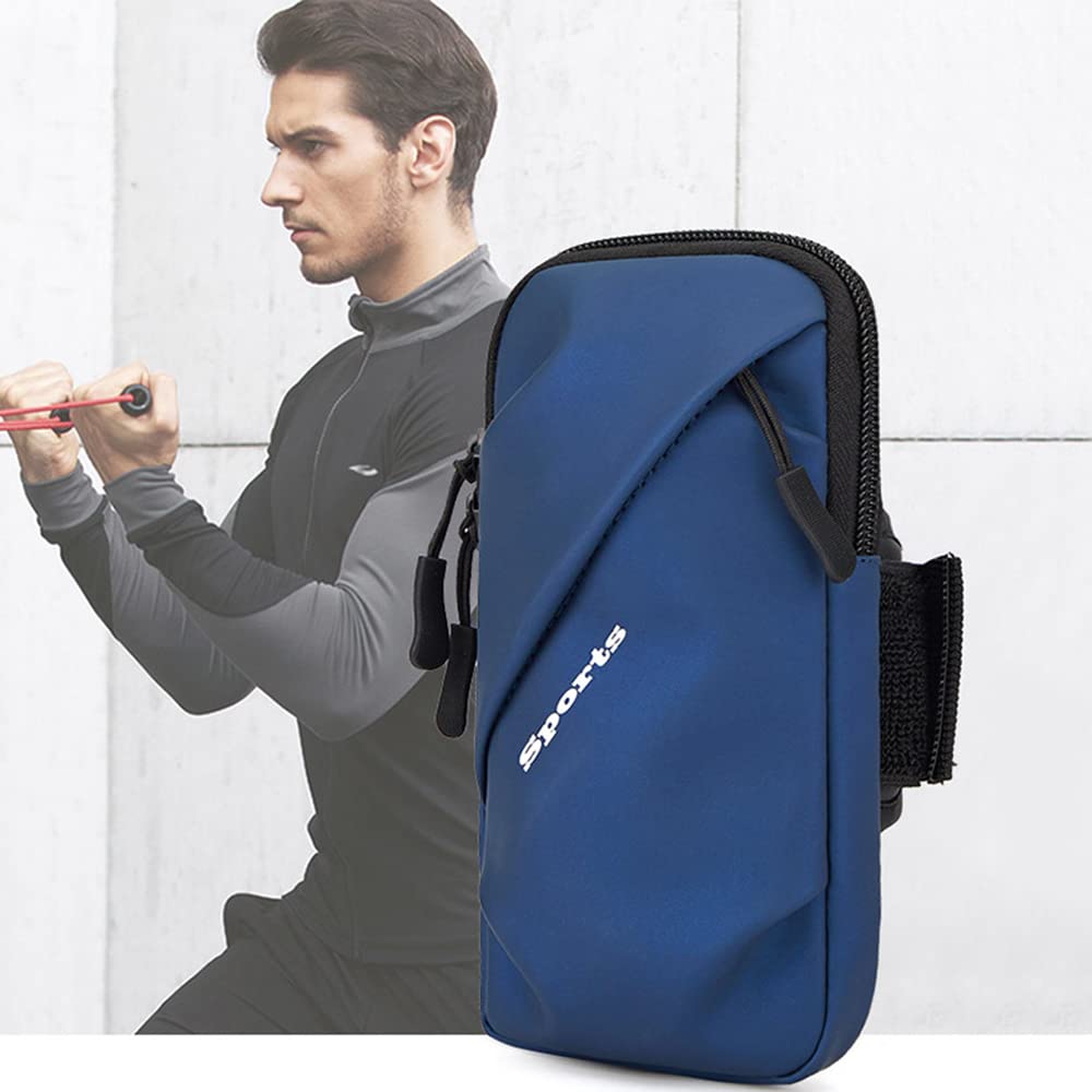 Running Phone Armband - Fits iPhone & Android for Gym, Hiking, Biking (Blue)