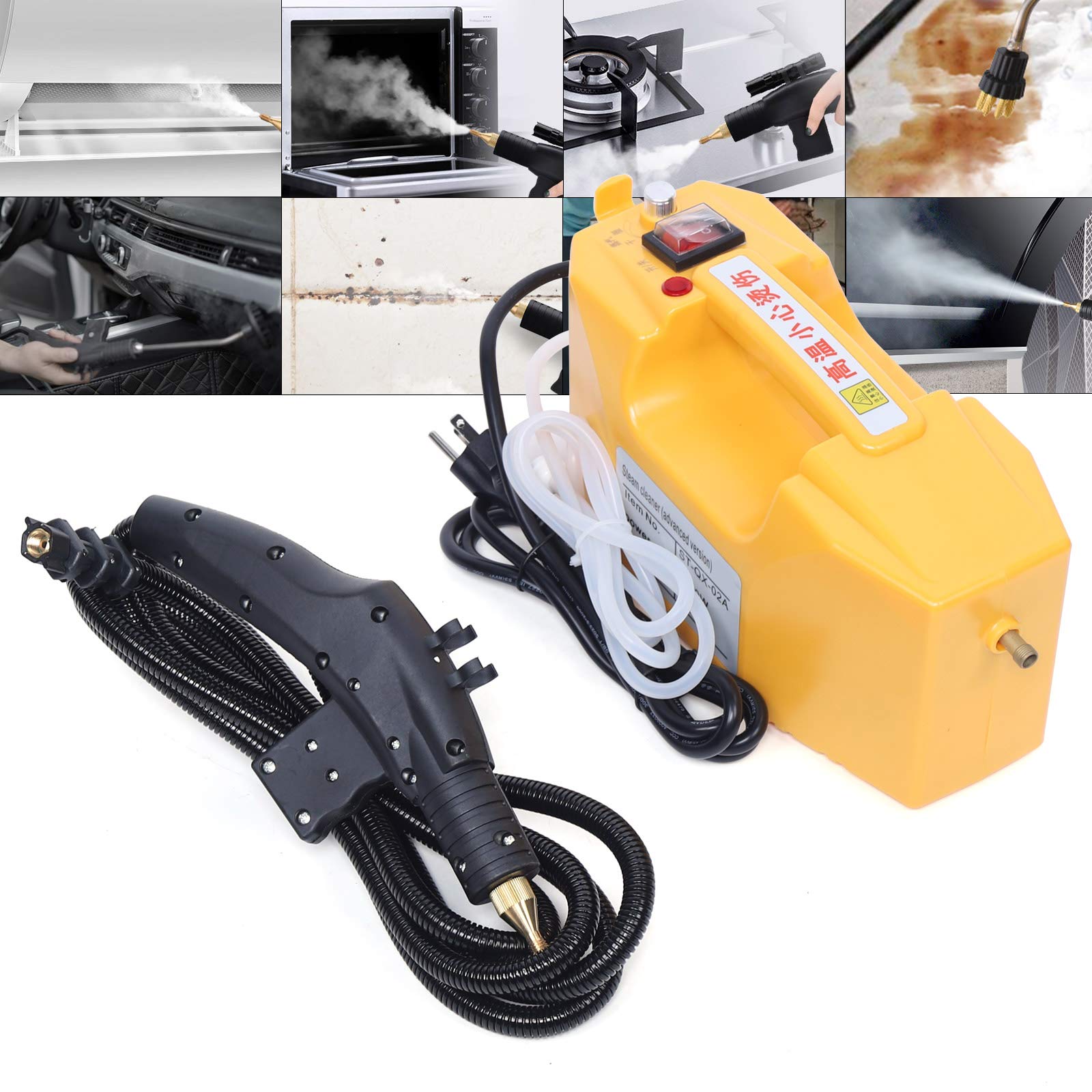 1600W Handheld Steam Cleaner - High Pressure Electric Steam Cleaner for Home, Car & Furniture - Portable Multi-Function Steam Cleaning Machine with High Temperature Steam - Perfect for Deep Cleaning Floors, Upholstery, Kitchen & Bathroom (Yellow)
