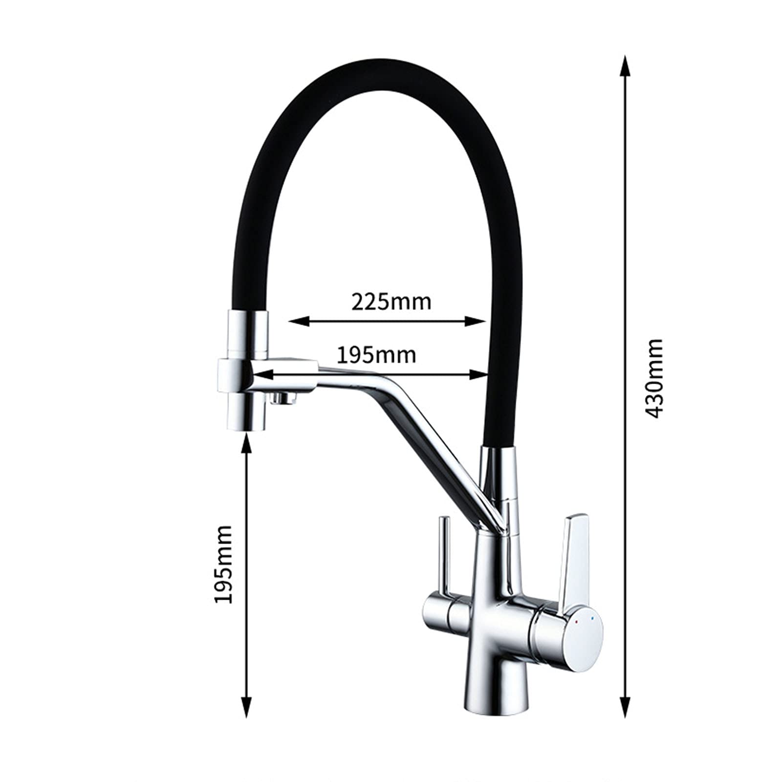 Premium Solid Brass Pull-Out Swivel Kitchen Faucet with Dual Handle & High Arc - 3-in-1 Water Filter Purifier System with Drinking Water Faucet (Chrome Finish) - Perfect for Modern Kitchens, Home Renovations & Water Purification Needs