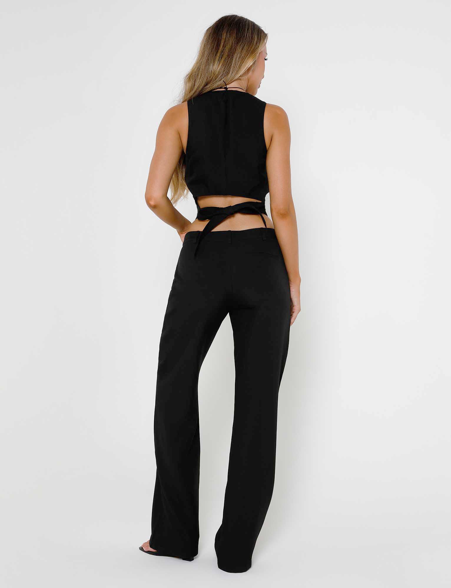 MARJORIE Women's High-Waist Black Pants - Slim Fit Stretch Dress Pants for Work, Office & Business Casual Wear