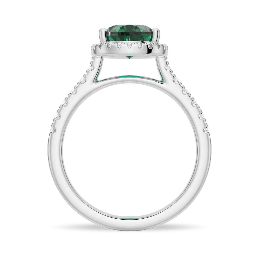 1.5 CT Pear Shaped Emerald Engagement Ring with White Sapphire Halo Accents - Vintage Style Wedding Band for Women, Perfect for Proposals, Anniversaries & Special Occasions