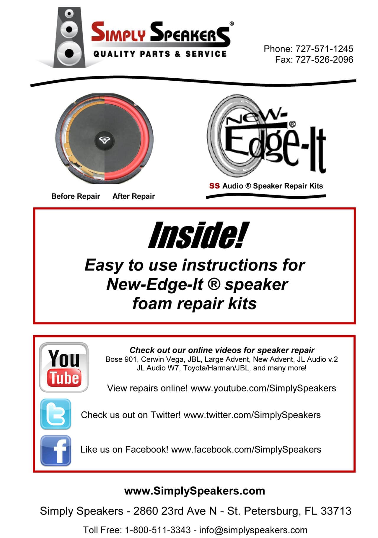 Boston Acoustics A-400 Complete System Speaker Repair Kit FSK-A400C - Perfect for Home Audio and Vintage Speaker Restoration
