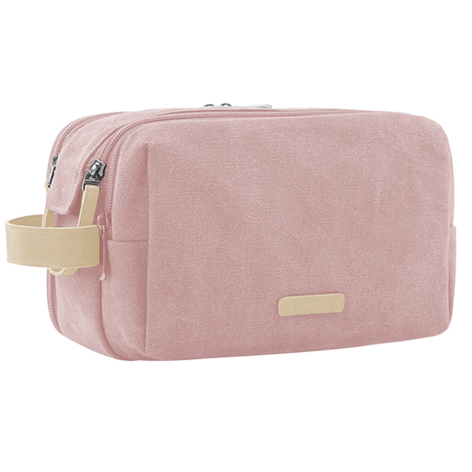 BAGSMART Waterproof Travel Toiletry Bag for Women - Pink Medium Cosmetic Makeup Organizer with Multiple Pockets | Perfect for Vacation, Gym, Business Trips & Daily Essentials Storage