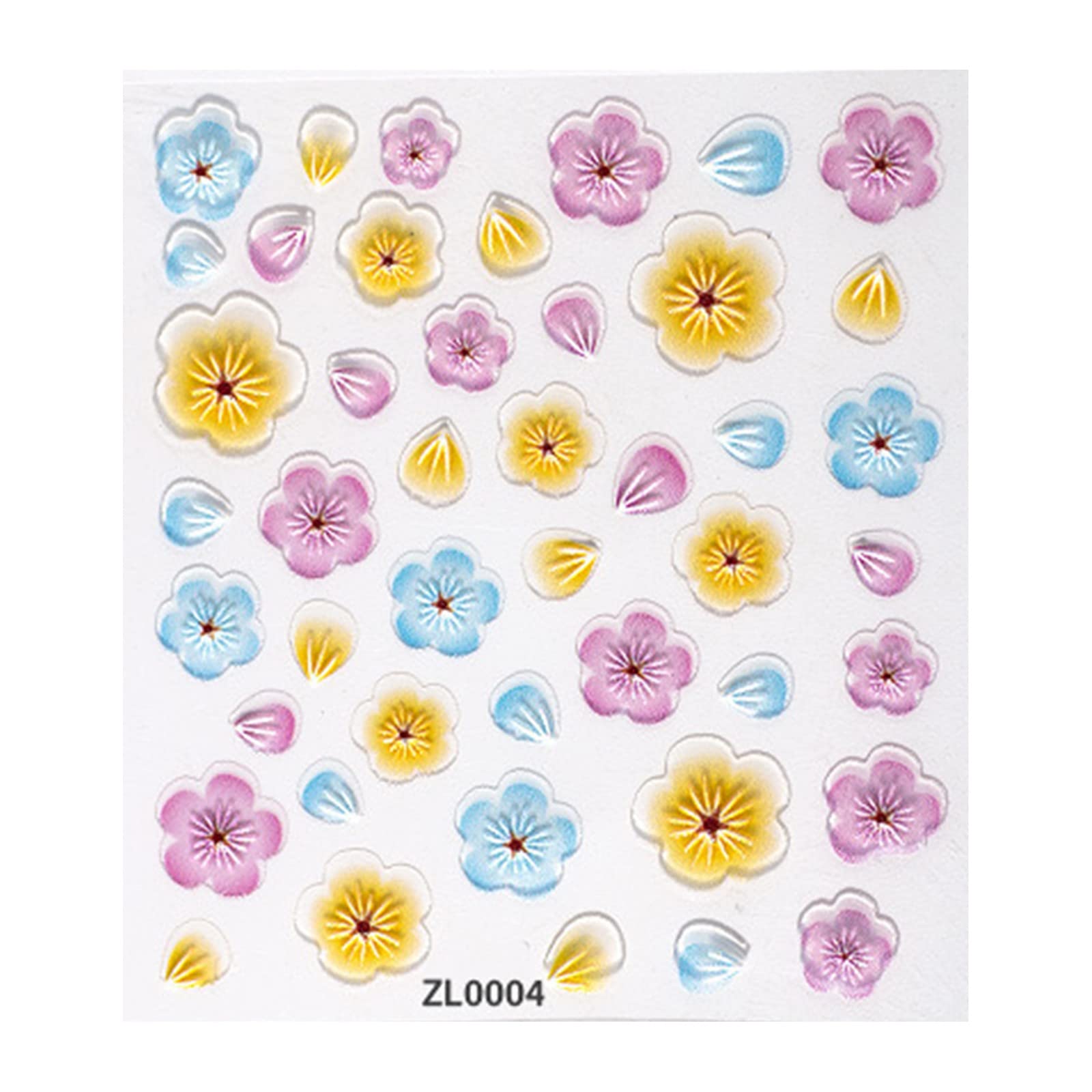 5D Embossed Nail Stickers - Floral Water Transfer Nail Decals for DIY Manicure | Plant Flower Nail Art Stickers for Salon & Home Decoration | Perfect for Nail Dip, Gel Polish & Acrylic Nails (Design D, A)