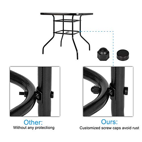 Square Outdoor Dining Table with Toughened Glass Top - Durable Patio Garden Table for Backyard, Deck, and Poolside Entertaining