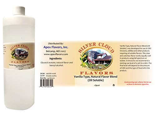 Vanilla Type Natural Flavor Blend (Oil Soluble) - 1 Quart Plastic Bottle for Baking, Cooking & Beverage Flavoring | Premium Food-Grade Flavoring Oil