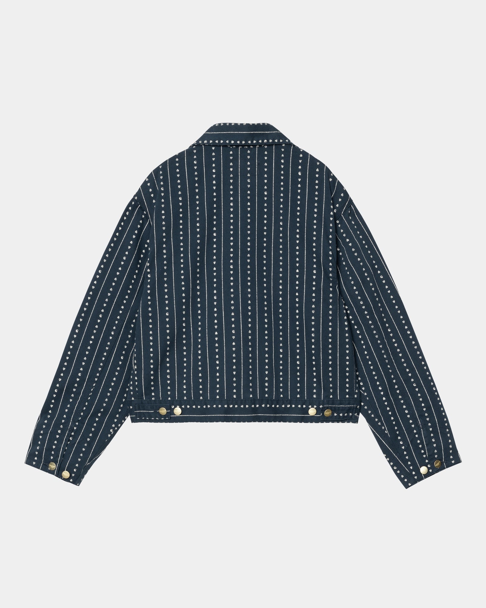 Women's Drewe Jacket - Ink & Natural Heart Pinstripe Design | Stylish Casual Outerwear for Fall & Winter | Perfect for Work, Dating & Everyday Wear