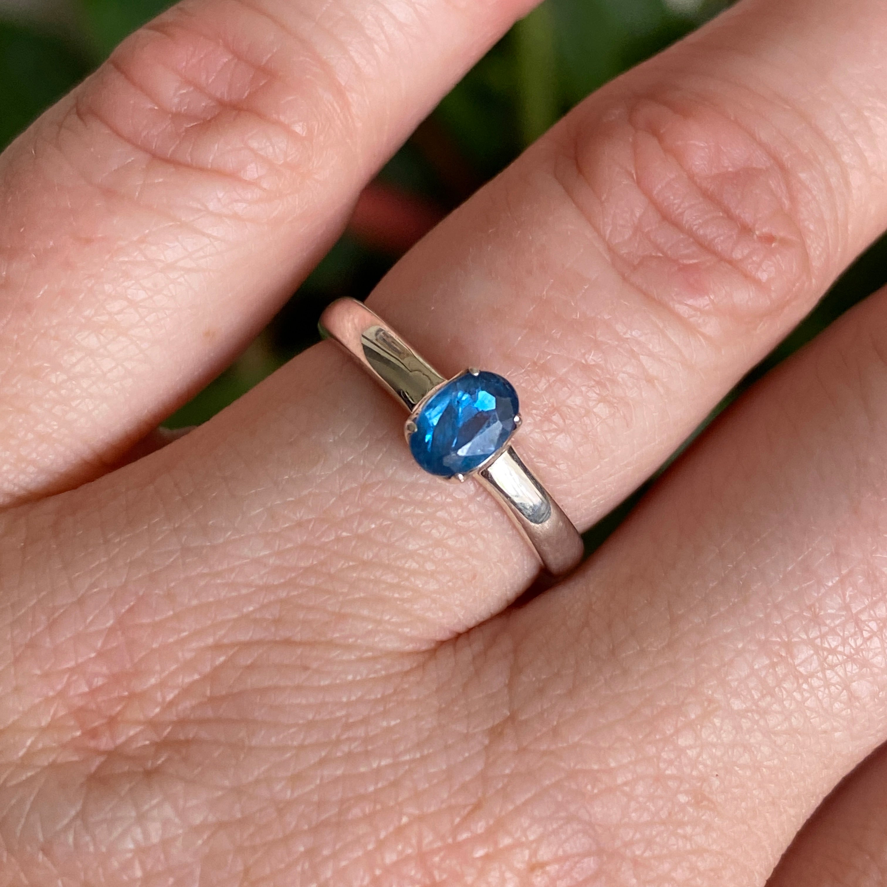 Blue Kyanite Oval Faceted Ring Size 7 - Natural Gemstone Jewelry for Women - Perfect for Everyday Wear, Meditation & Spiritual Healing