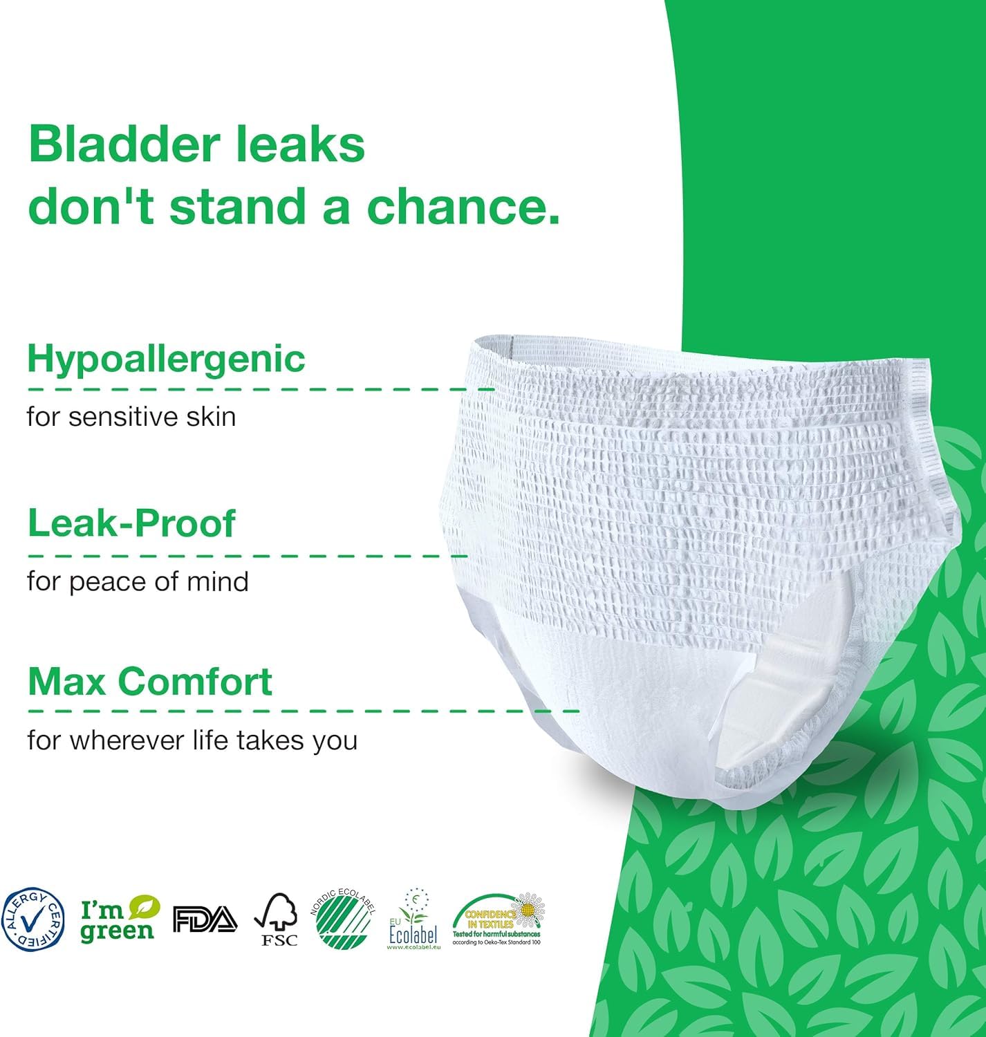 Veeda Natural Adult Incontinence Underwear for Men - Disposable Bladder Leakage Protection with Maximum Absorbency - Large Size (72 Count) - Ideal for Nighttime Use, Travel & Active Lifestyles