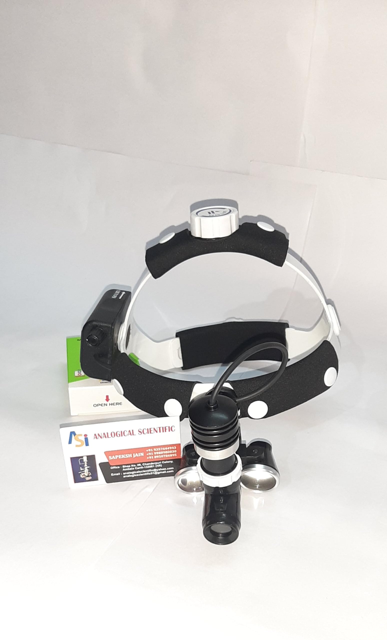 2.5X Adjustable Dental Headlight with Magnifying Loupes - Portable Wireless ENT Surgical LED Headlamp for Dentists & Surgeons - White ASI-8987 (Ideal for Dental Procedures, ENT Examinations & Microsurgery)