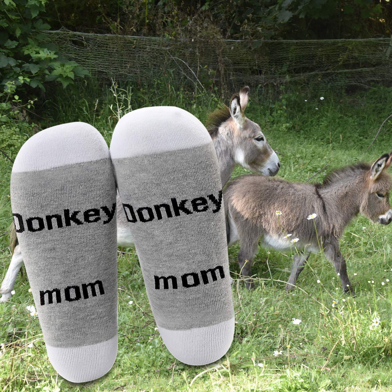 LEVLO Donkey Gifts - Soft Cotton Socks for Donkey Lovers, Perfect Mother's Day & Birthday Gift - Cozy Home & Farm Wear for Animal Enthusiasts