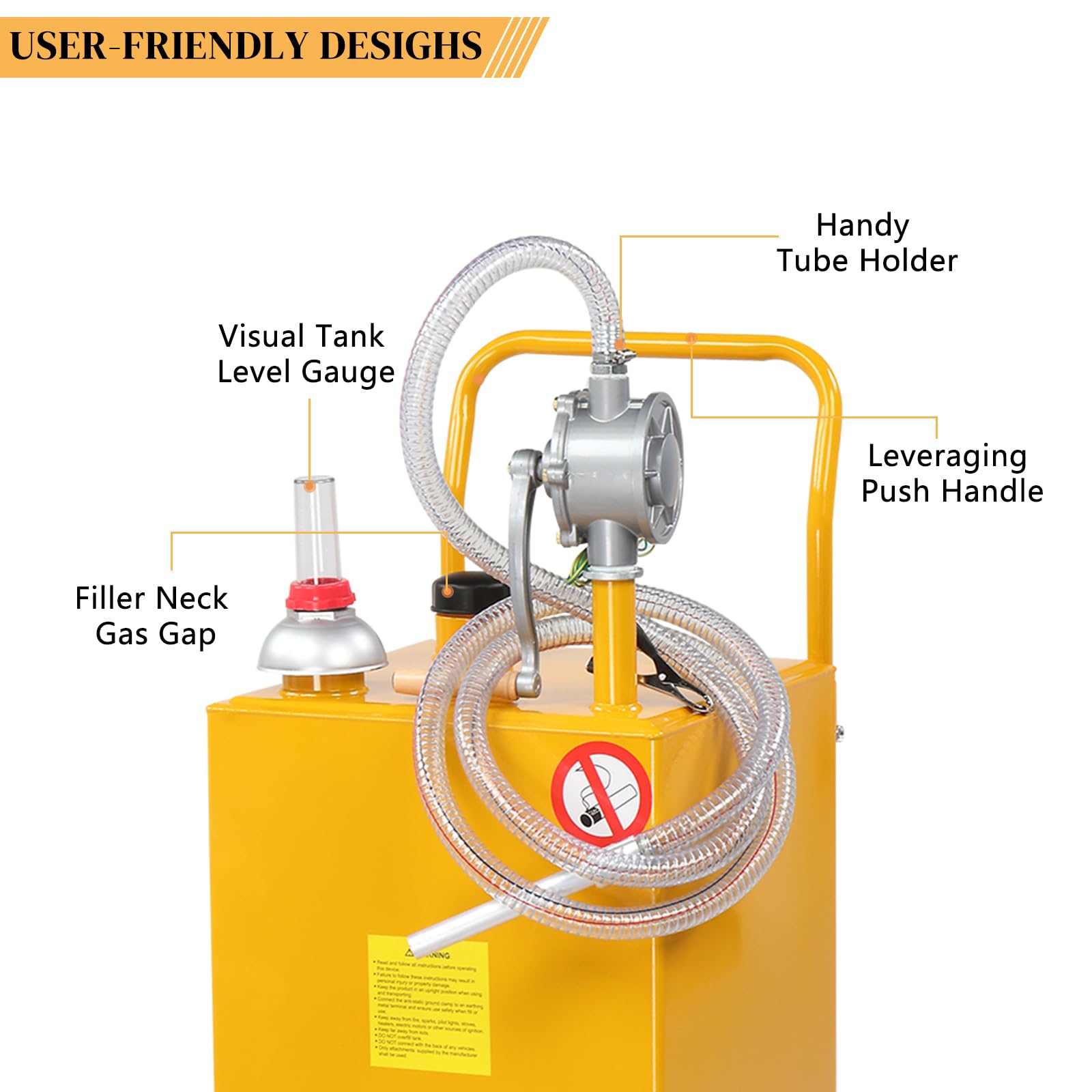 AutoForever 30-Gallon Oil Transfer Tank - Heavy Duty Diesel Fuel & Kerosene Storage Container with Flat-Free Solid Rubber Wheels - Perfect for Boats, ATVs, Cars, Motorcycles & Farm Equipment - Yellow