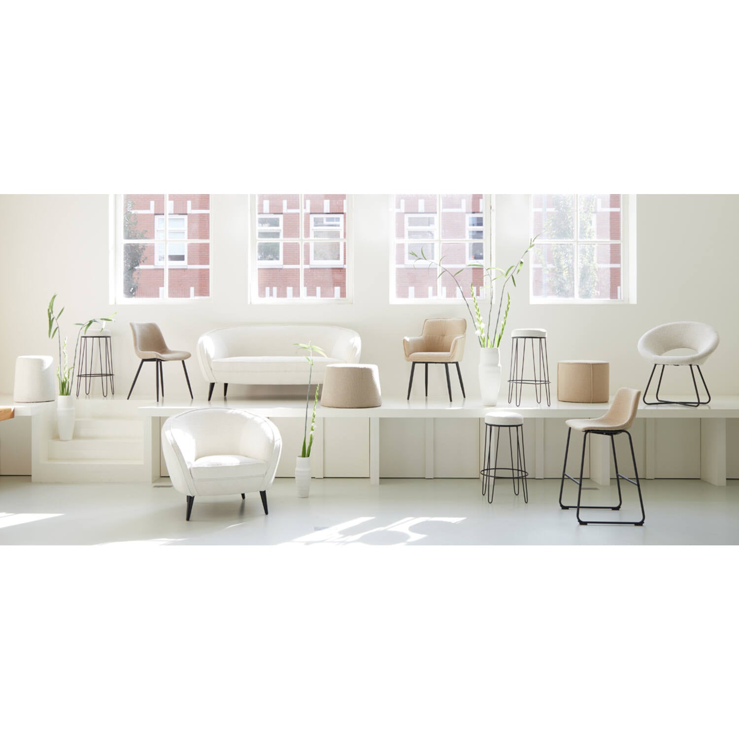 Antony Chair - Bouclé Cream Finish Upholstered Accent Chair for Living Room, Bedroom & Office - Modern Comfortable Seating for Home Decor