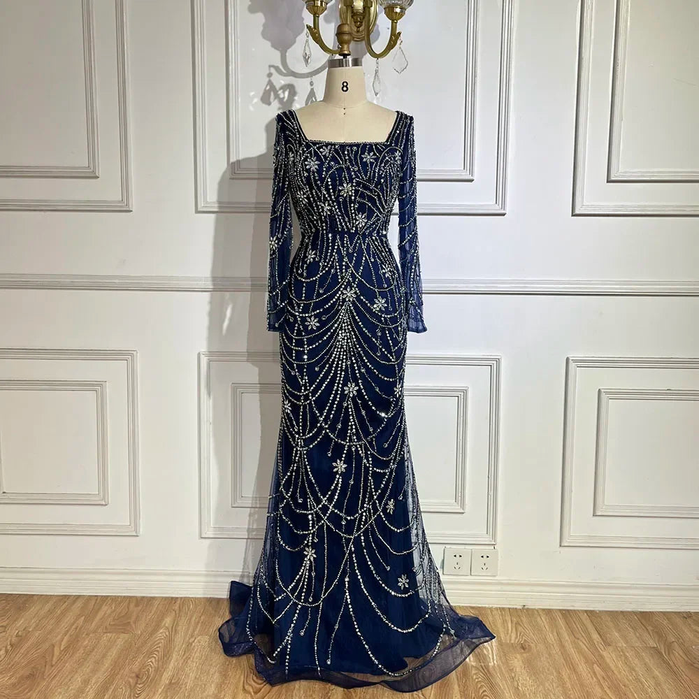 Serene Hill Dark Green Mermaid Dress with Crystal Beads | Elegant Arabic Evening Gown for Women | Perfect for Weddings, Parties & Special Occasions | 2025 LA72242 | Formal Wear for Red Carpet Events & Gala Dinners