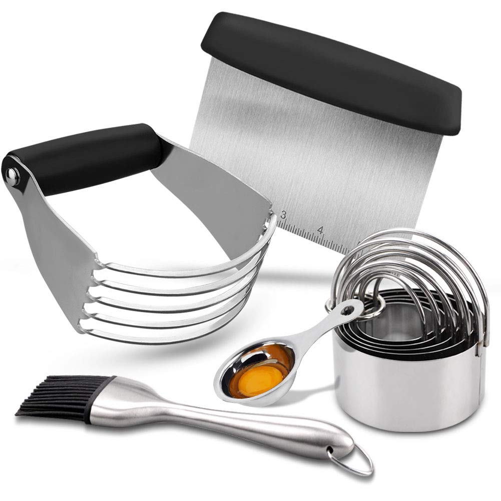 EAGMAK Professional Stainless Steel Pastry Cutter Set - Dough Scraper & Blender for Baking - Heavy Duty Kitchen Tools for Pies, Cookies & Pastries - Perfect for Home Bakers & Professional Chefs