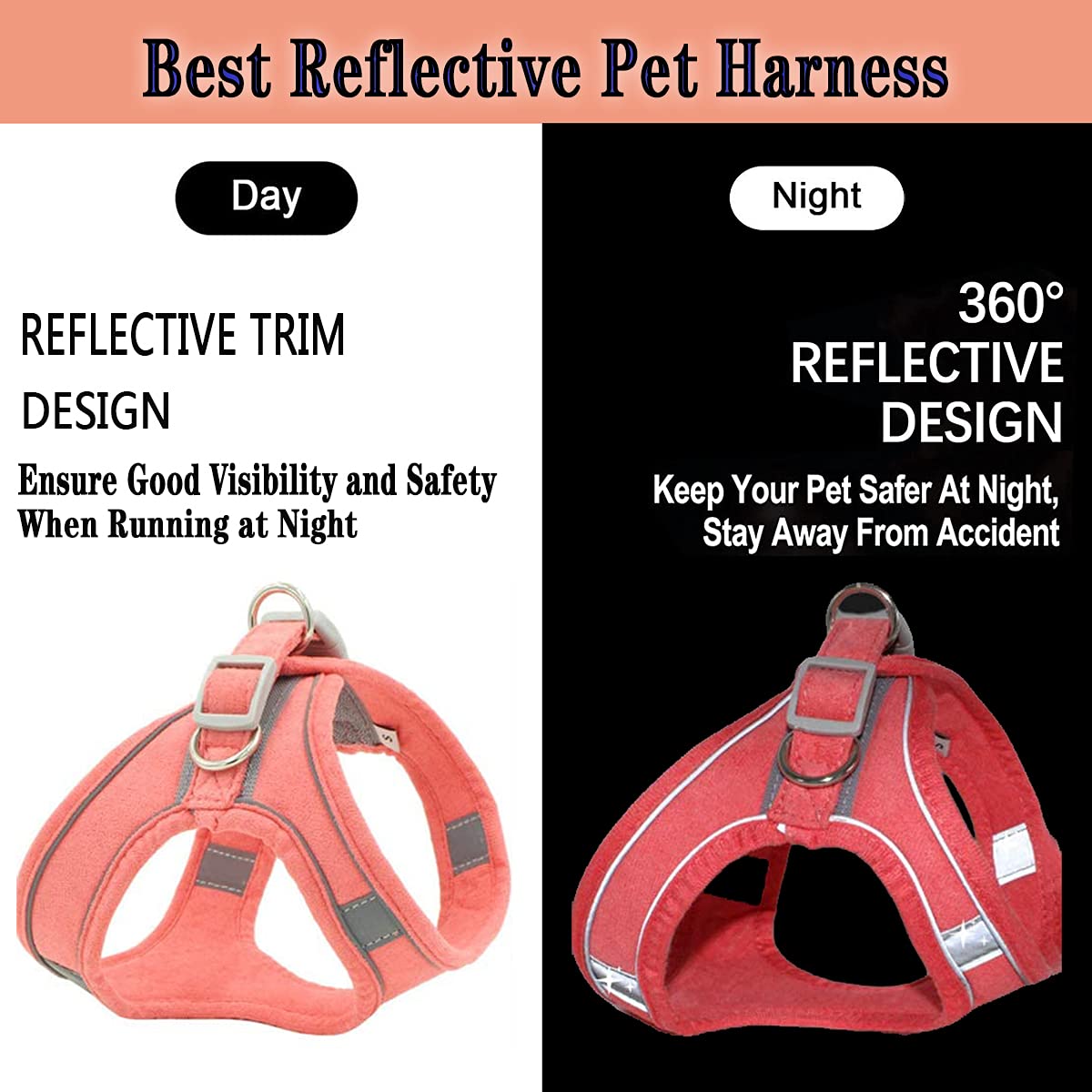 Adjustable Reflective Dog Harness and Leash Set - Soft Pet Vest with Handle for Small & Medium Dogs & Cats (Pink) - Perfect for Walking, Training & Outdoor Adventures