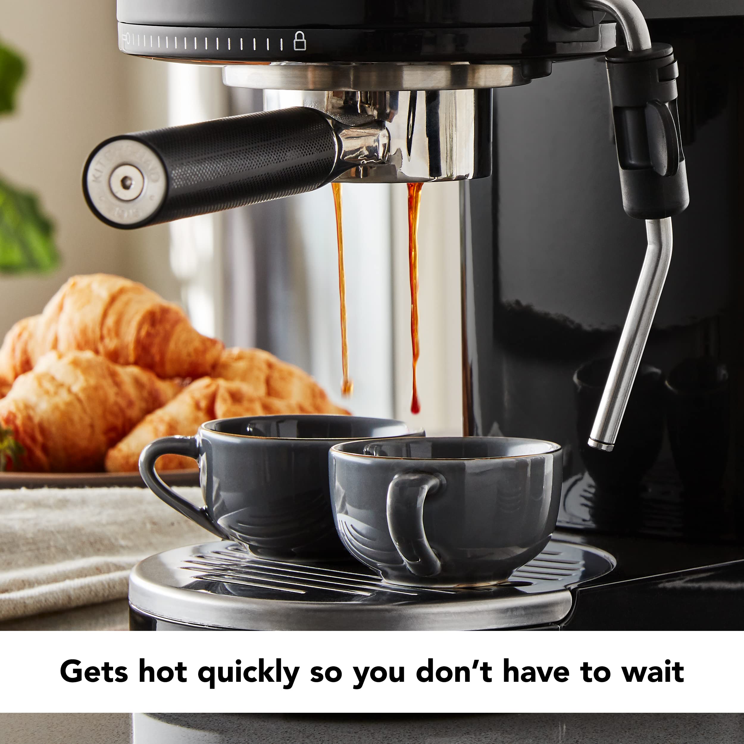 KitchenAid KES6503 Black 1.4L Semi-Automatic Espresso Machine for Home Barista - Perfect for Coffee Lovers, Small Kitchens & Entertaining Guests