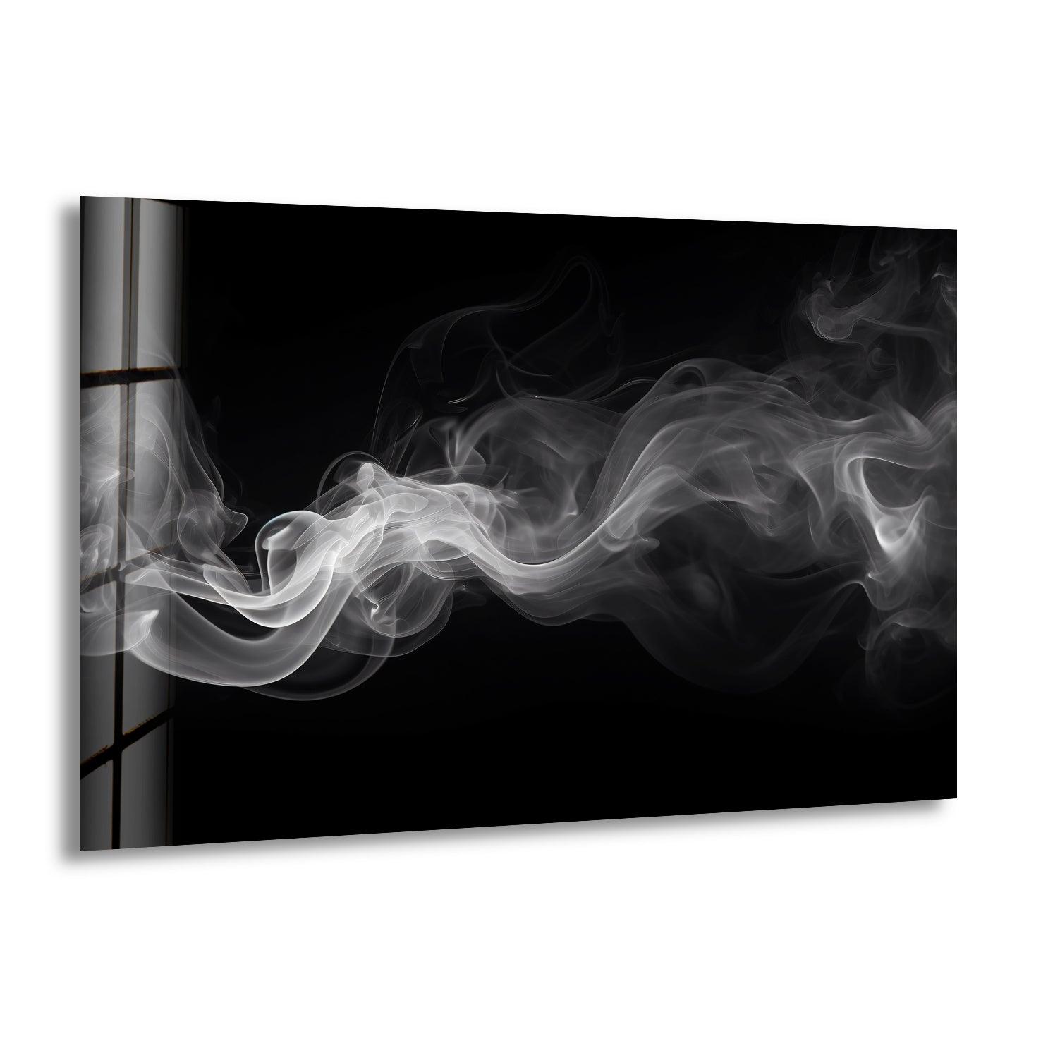 Black and White Smoke Glass Wall Art - Modern Abstract Home Decor for Living Room, Bedroom & Office - Elegant Glass Panel Artwork for Stylish Interior Design