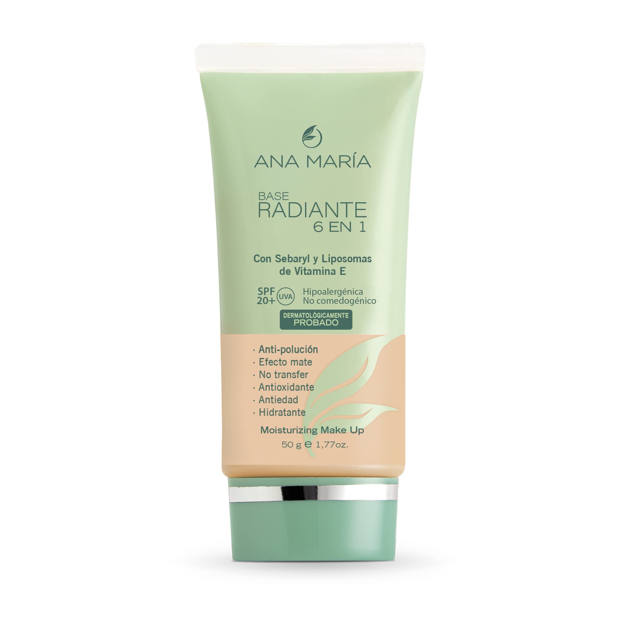 Hypoallergenic 6-in-1 Radiant Foundation Makeup by Ana Maria Cosmetics | Medium Light Shade 1.77oz/50g | Skin-Perfecting, Long-Lasting Coverage for Sensitive Skin | Ideal for Daily Wear, Special Occasions & Photo Shoots