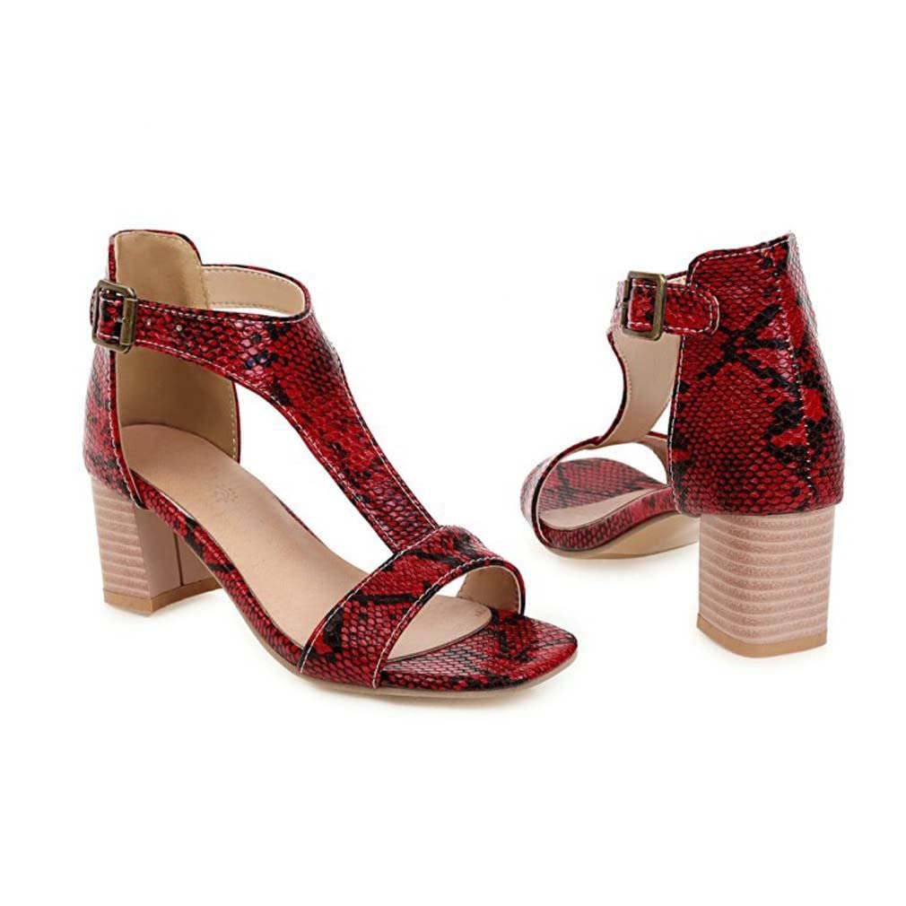 Women's Chunky Block Heel Sandals with Ankle Strap - Open Toe High Heels for Summer Weddings, Date Nights & Office Wear