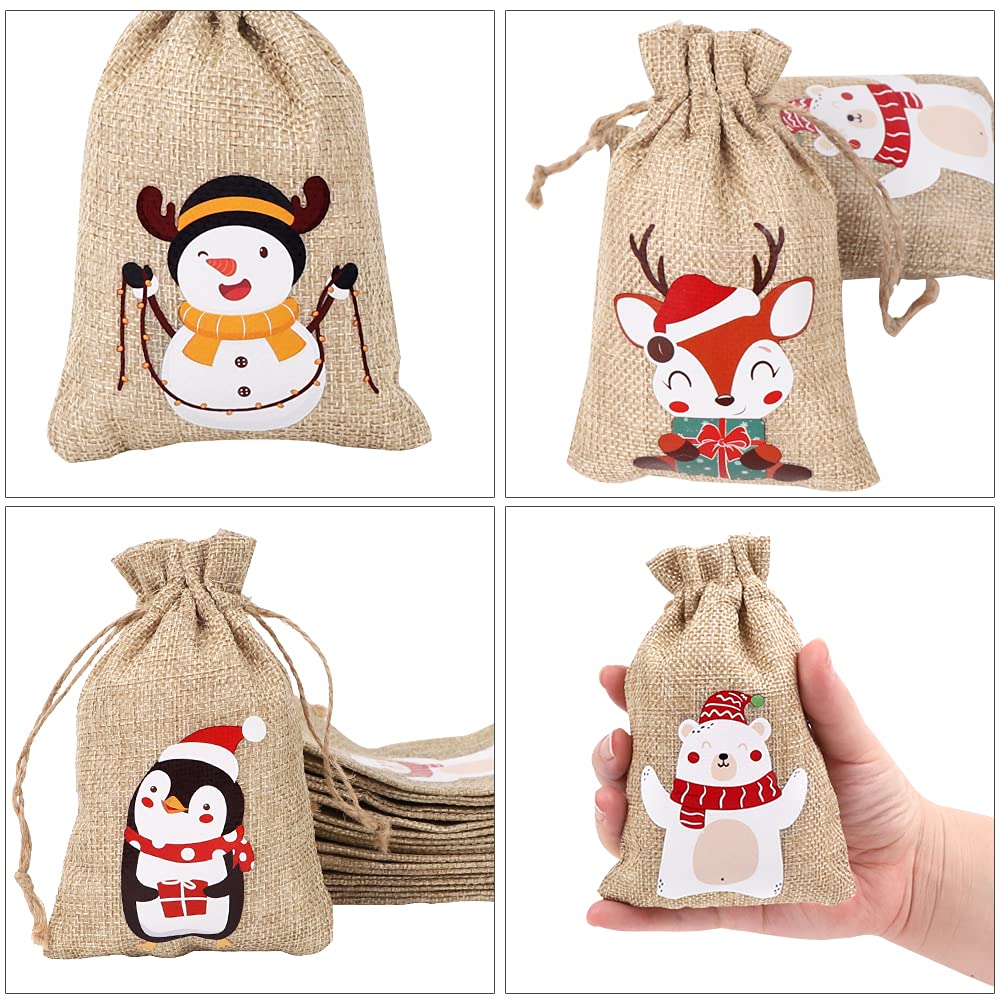 36pcs Christmas Burlap Gift Bags with Drawstring - Eco-Friendly Jute Treat Bags for Candy, Party Favors & Holiday Gifts - Perfect for Christmas Parties, Stocking Stuffers & Festive Decorations