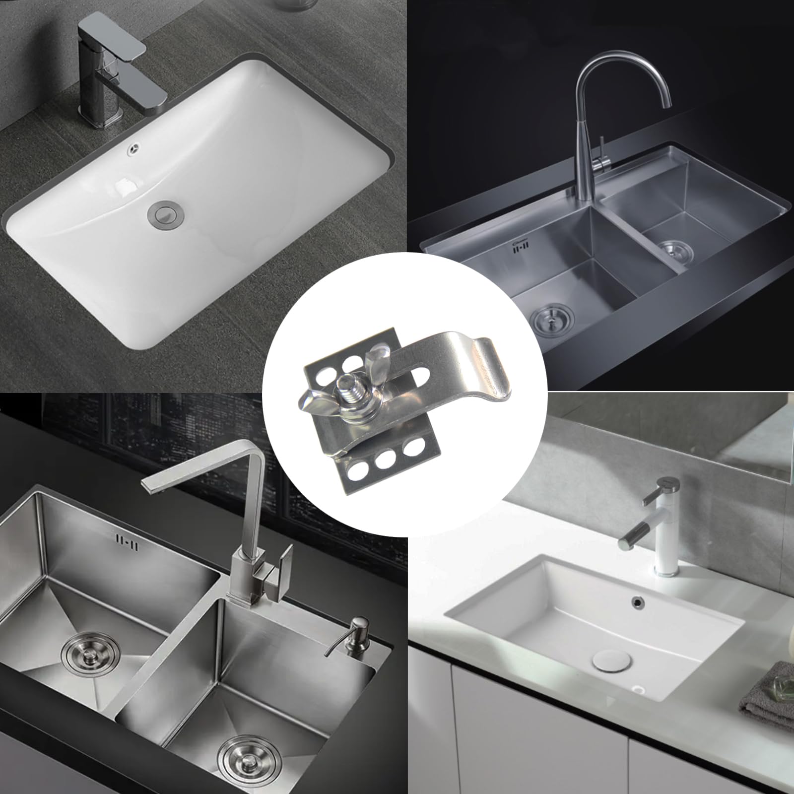 10 Pack 304 Stainless Steel Undermount Sink Clips - Heavy Duty Kitchen Sink Brackets & Bathroom Sink Supports - Rustproof Sink Mounting Hardware for Secure Installation (Epoxy Not Included) - Perfect for DIY Kitchen Renovation & Bathroom Remodeling Projects