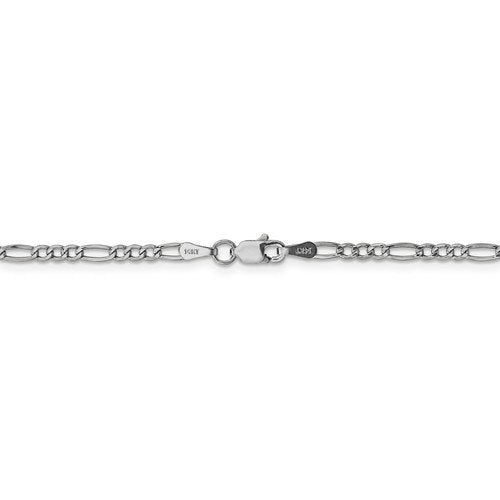 14K Gold 2.5mm Semi-Solid Figaro Chain Necklace - 4 Adjustable Lengths (16