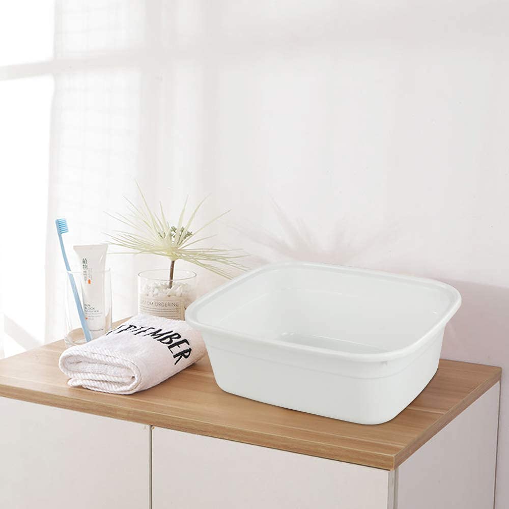16 Quart Plastic Wash Basin Set of 3 - White Dish Washing Tub for Kitchen, Laundry & Camping - Durable Multipurpose Utility Tubs for Cleaning, Soaking & Organizing