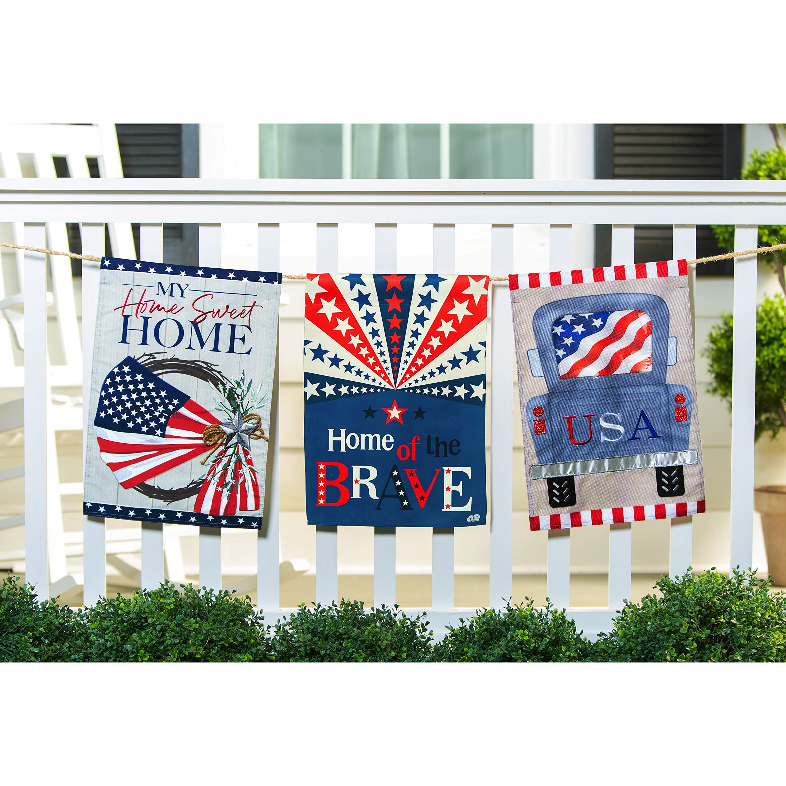 Evergreen Home of the Brave Garden Suede Flag - Patriotic Outdoor Decoration for Yard, Porch & Memorial Day Celebrations
