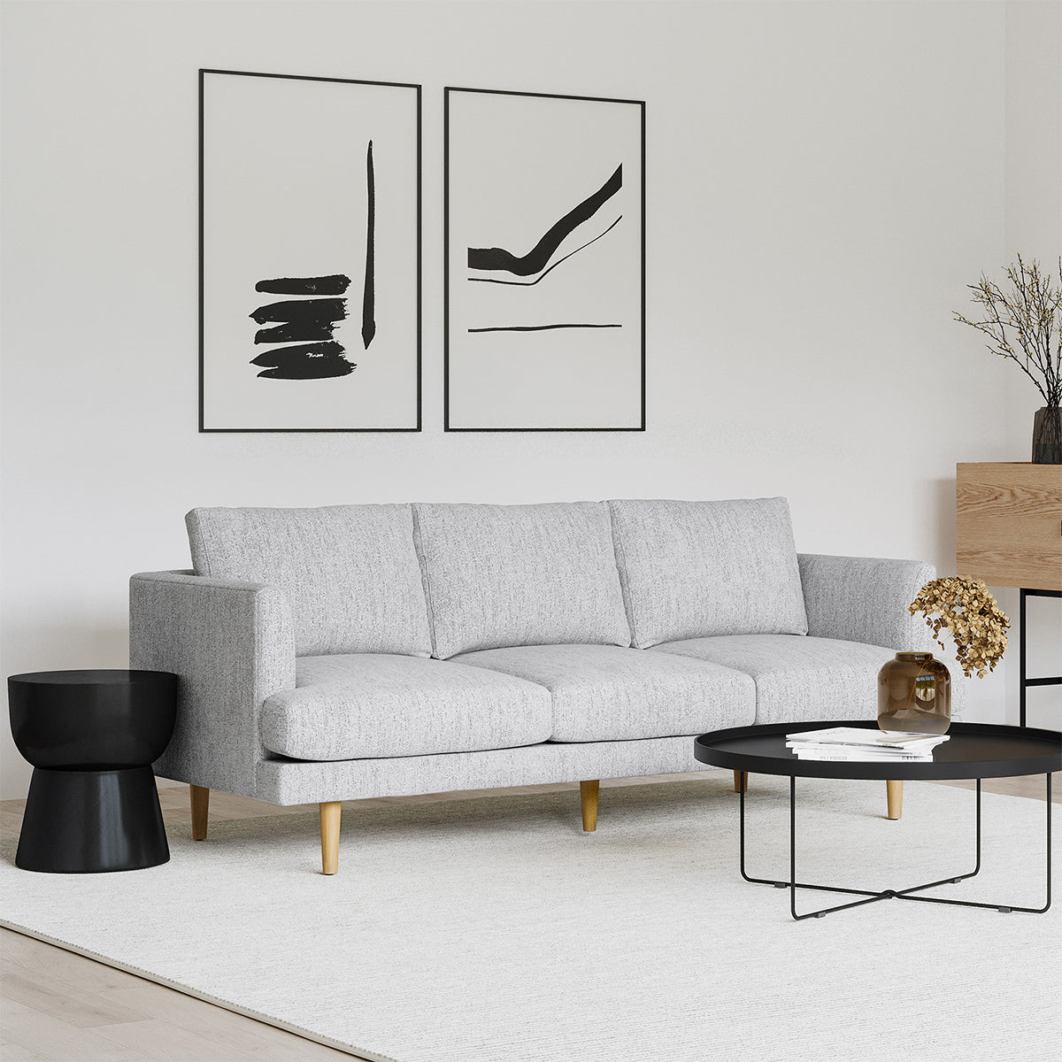 Jaspa Linen 3-Seater Sofa - Modern Living Room Furniture for Small Spaces | Comfortable Couch for Apartments, Condos & Cozy Homes