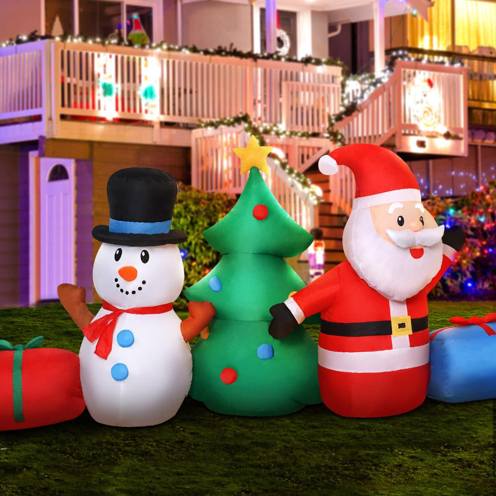 2.7M Christmas Inflatable Tree Snowman with LED Lights - Outdoor Holiday Decorations for Yard, Garden, and Front Porch