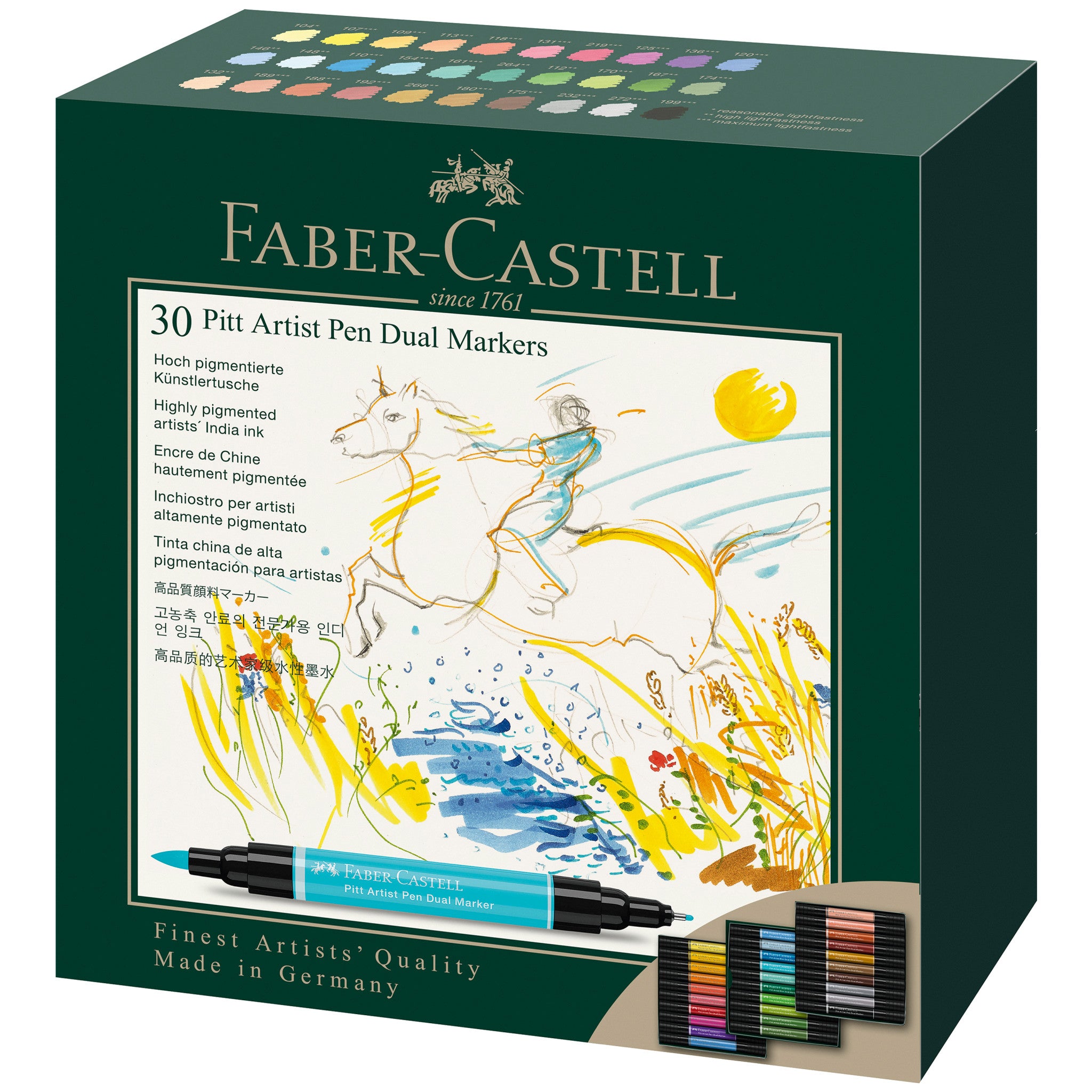 Pitt Artist Pen Dual Markers - Set of 30 Fine & Brush Tip Pens (#162030) | Ideal for Calligraphy, Sketching & Illustration | Professional Art Supplies for Artists & Designers