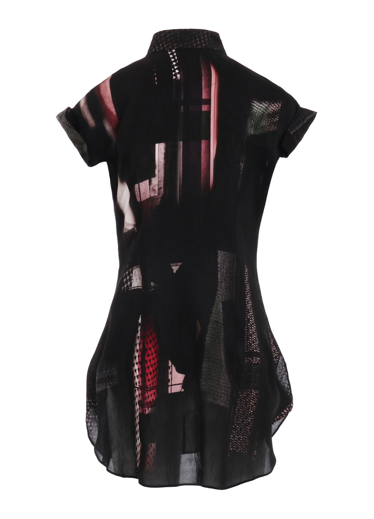 CU/LAWN Dark Neon Print Turn Up Shirt - Stylish Party & Night Out Fashion for Women - Perfect for Clubbing, Concerts & Summer Events