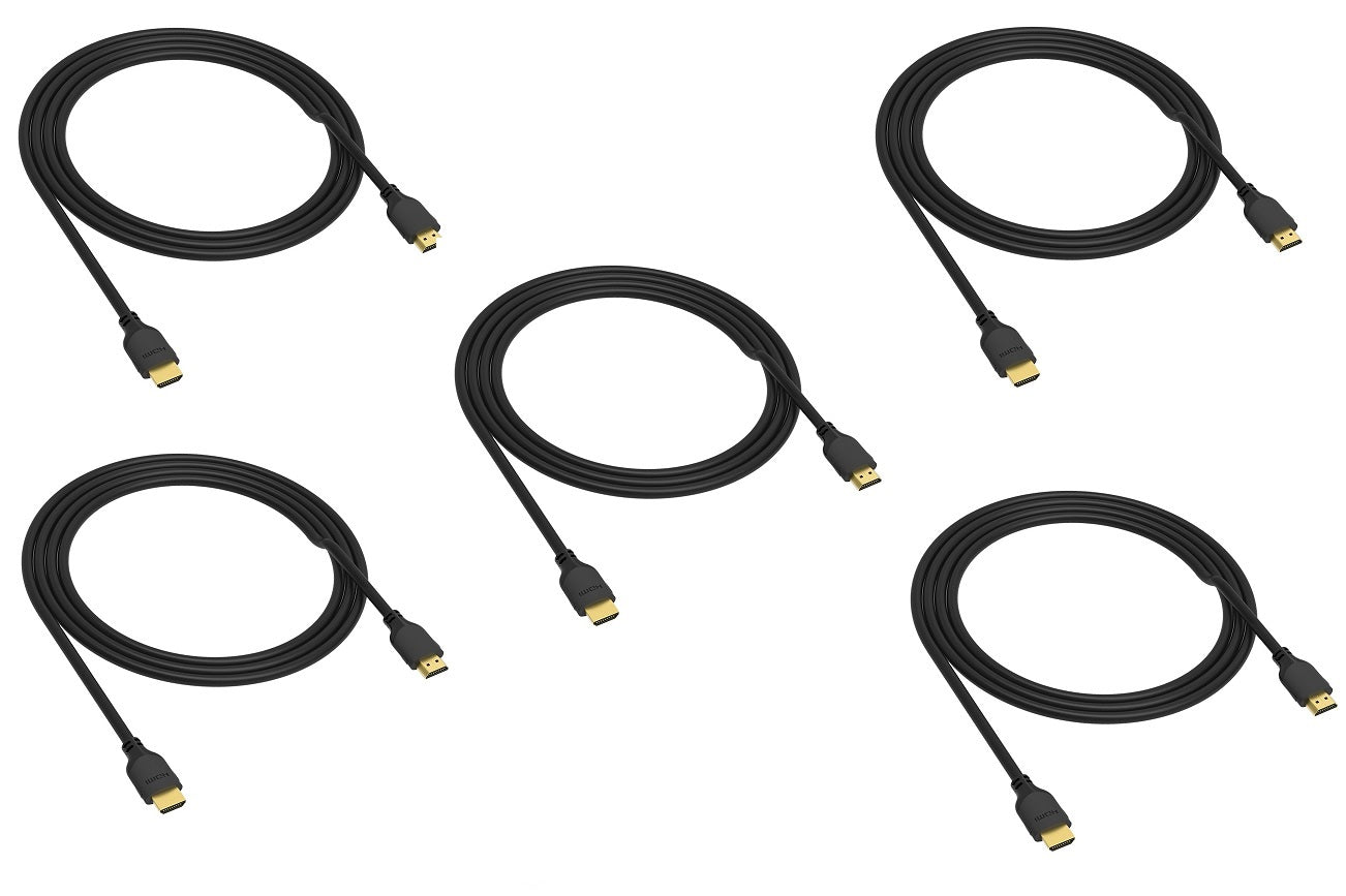 4K Ultra HD HDMI Cable 6 Feet 5 Pack - High Speed 18Gbps Gold Plated Connectors for TV, Monitor, Gaming, Home Theater - Male to Male HDMI 2.0 Cord (Perfect for PS5, Xbox, Roku, Apple TV, PC)