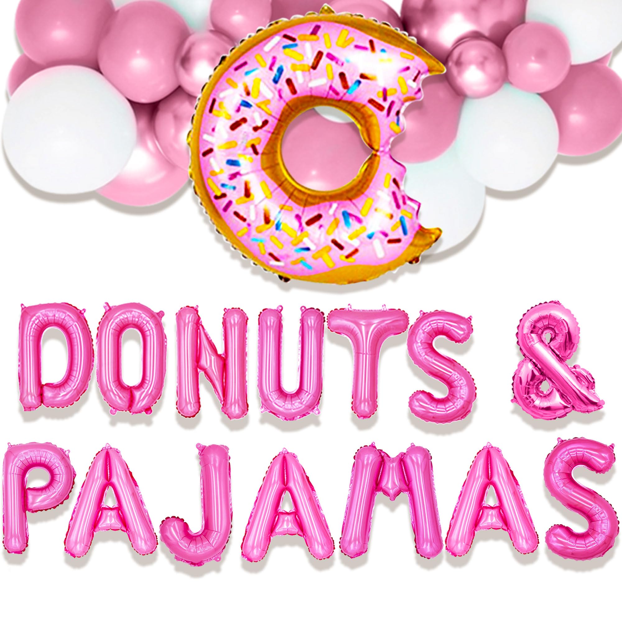 LaVenty Donut & Pajama Party Decorations - 24pcs Balloon Set for Slumber Parties, Girls Night, Birthday Celebrations - Perfect for Sleepovers, Themed Events and Photo Backdrops
