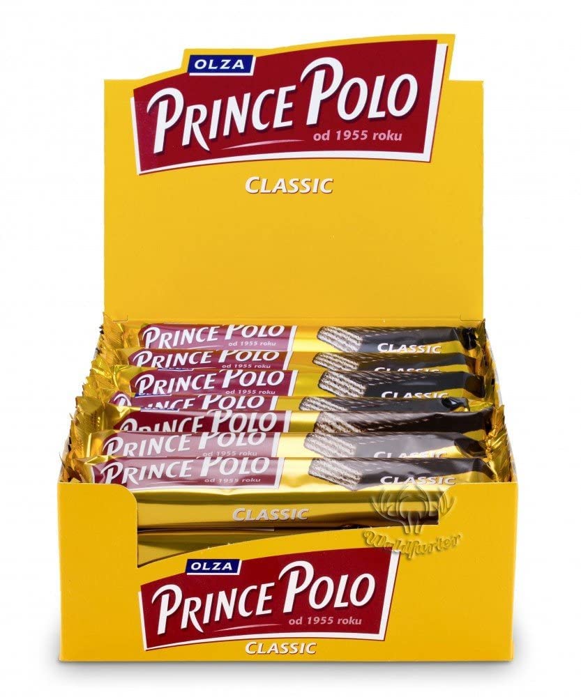 Prince Polo Classic Chocolate Candy Bars - Bulk Display Box (24 Count) - Perfect for Vending Machines, Snack Bars & Office Treats