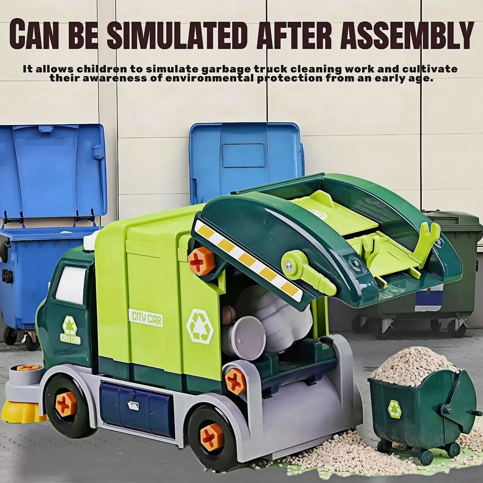Take Apart Toy Garbage Truck - 29-Piece STEM Building Set with Electric Screwdriver, DIY Construction Vehicle Toy for Kids Ages 3+, Educational Birthday Gift for Boys & Girls - Perfect for Pretend Play & Learning Recycling Concepts