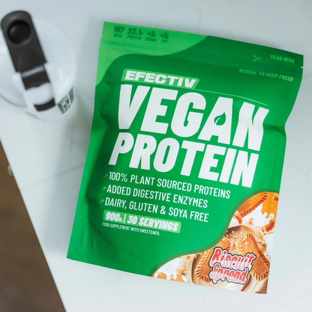 EFECTIV Vegan Plant-Based Protein Powder 900g - Organic, Gluten-Free & Non-GMO - Perfect for Smoothies, Baking & Post-Workout Recovery
