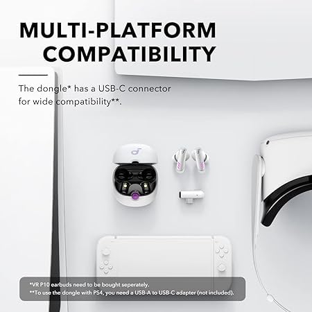 soundcore VR P10 Wireless Gaming Earbuds with USB-C Dongle - Low Latency Bluetooth & 2.4GHz Wireless Earbuds for Meta Quest 2, PS5, PS4, Nintendo Switch & PC - Dual Connection Gaming Headphones for Immersive VR & Console Gaming Experience