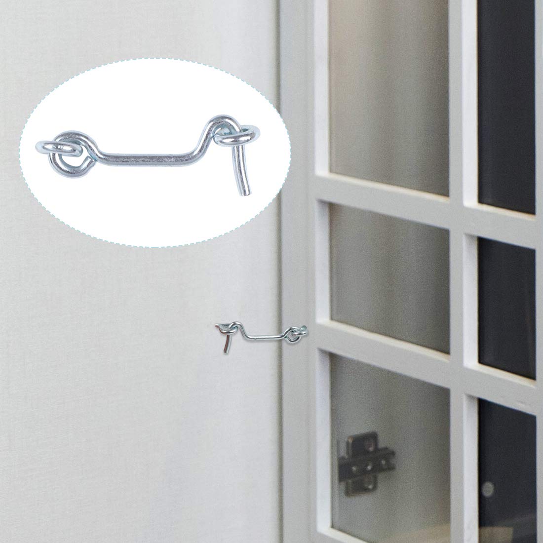 uxcell 20 Pack 2 Inch Cabin Hooks - Heavy Duty Eye Latch Hooks for Doors, Gates, Windows & Barn Doors - Durable Plating Finish - Perfect for Home, Office & Outdoor Use